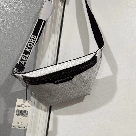 Michael Kors White and Black Fanny Pack Men's Bag